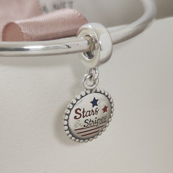 Pandora Stars & Stripes Dangle Charm, Red, White, & Blue Enamel Exclusive Charm - Picture 3 of 5